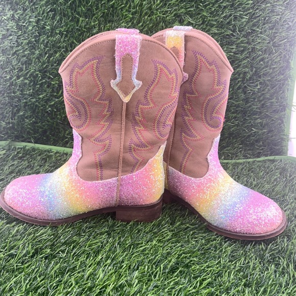 Girls Rainbow Glitter Western Boots Cottagecore Fairycore Cowboy Size 11 🌈✨ - Picture 4 of 8